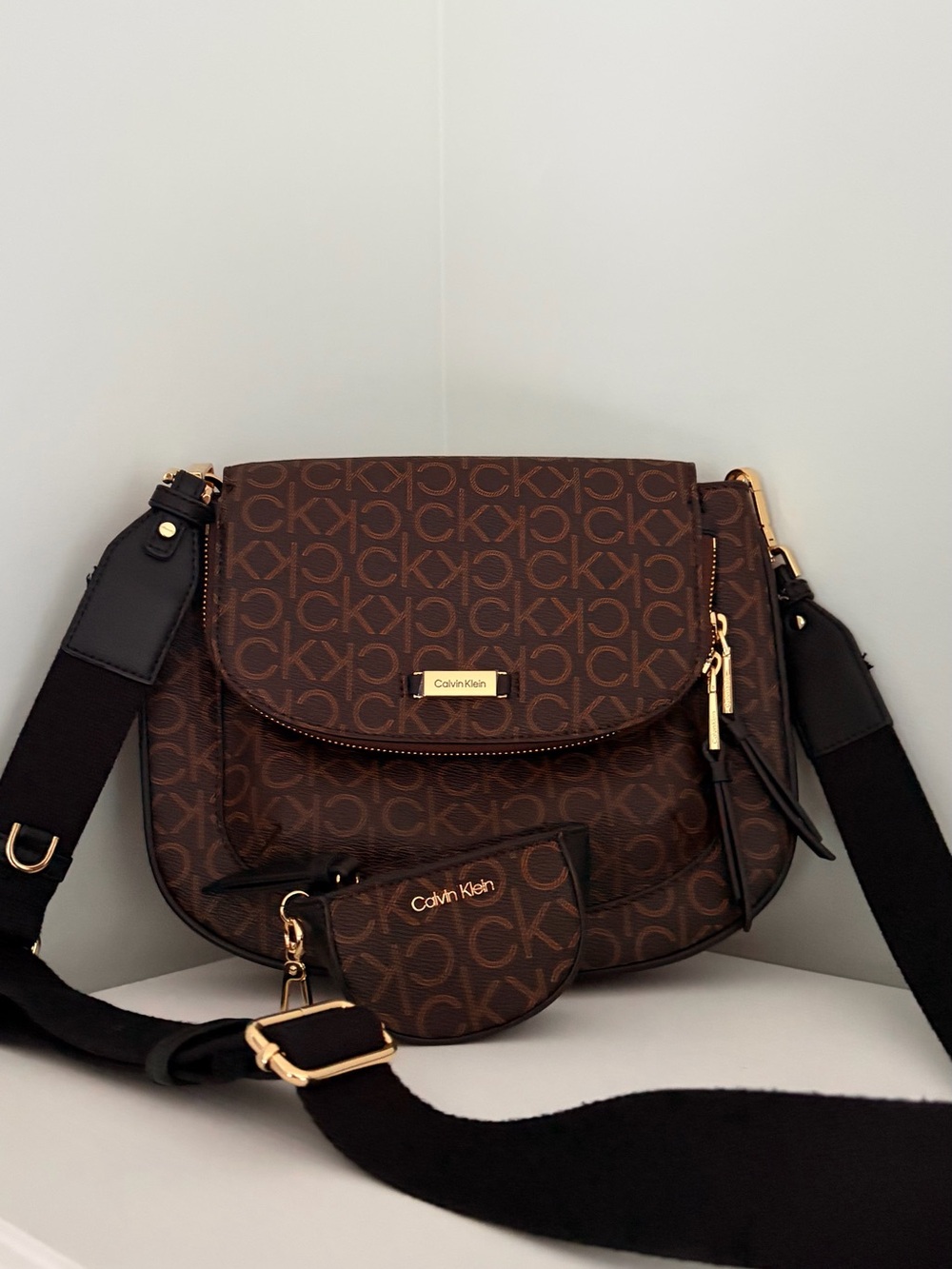 Calvin Klein Brown Monogram Crossbody Bag - Picture 6 of 6